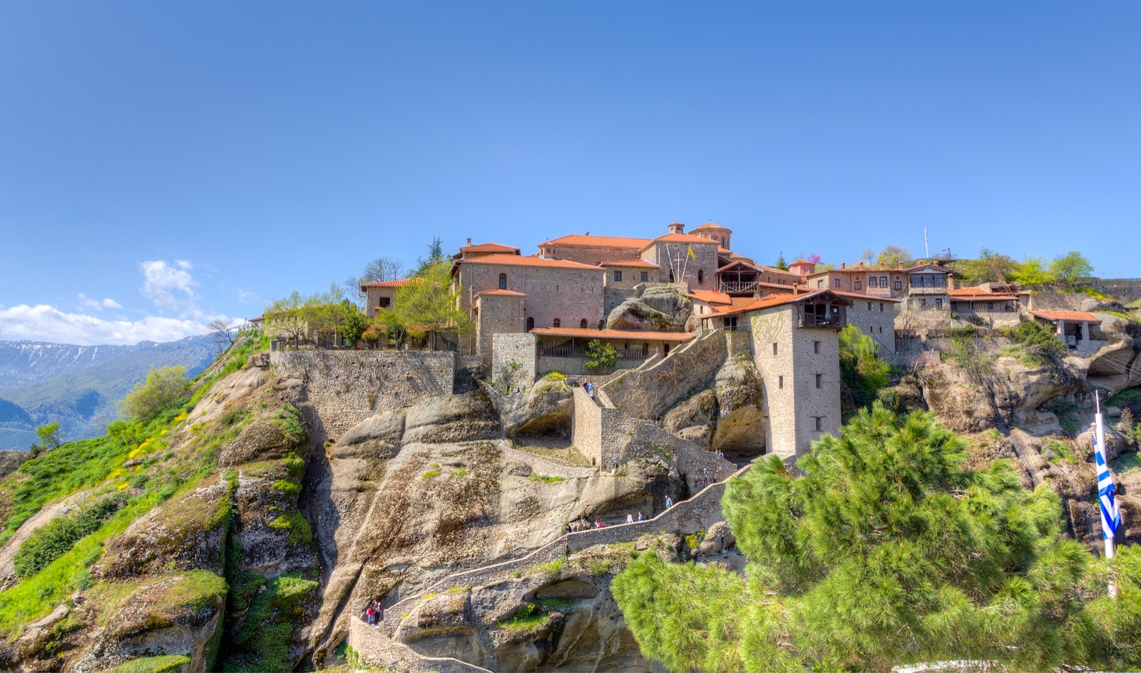The Great Meteoron monastery on its rock pillar at Meteora